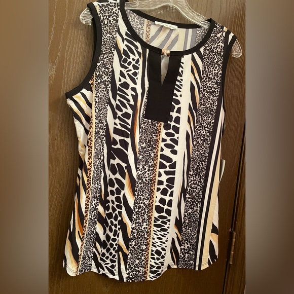 Perception Concepts NWT Animal Print Sleeveless Top Blouse L - Picture 1 of 7